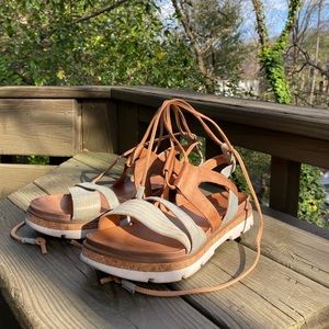 MJUS Sage Green Sandals Wrap Tie Strappy